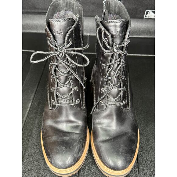 Timberland Black Lace up platform heel boots Sz 6.5 - Picture 2 of 7